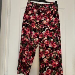 Banana Republic Belted Floral Blake Wide Leg Crop Pants, Size 4 Petite